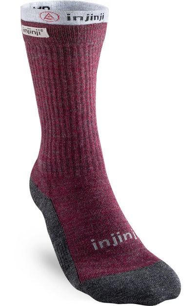 Injinji Women's Liner + Hiker - Crew Socks Maroon