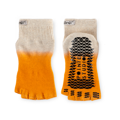 Injinji Grip Toeless - Mini Crew Socks Orange Oatmeal