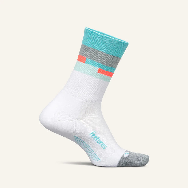 Feetures Elite Light Cushion - Mini Crew Socks Aquatic White