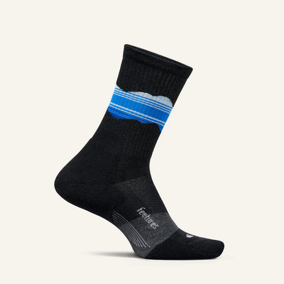 Feetures Elite Trail Max Cushion - Mini Crew Socks Blue Ridge Charcoal