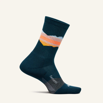 Feetures Elite Trail Max Cushion - Mini Crew Socks Blue Ridge Navy