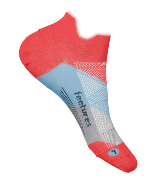 Feetures Elite Light Cushion - No Show Tab Socks Climb Coral