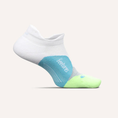 Feetures Elite Max Cushion - No Show Tab Socks White Lime