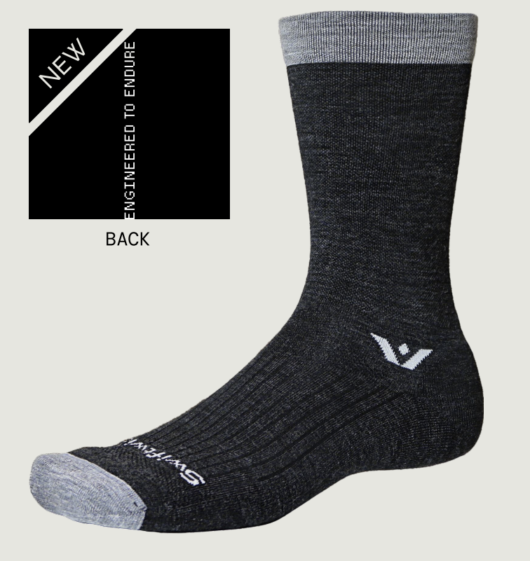 Swiftwick Pursuit Seven - Crew Socks Coal Gray Stripe