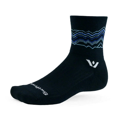 Swiftwick Pursuit Four - Quarter High Socks Mountains Black Blue