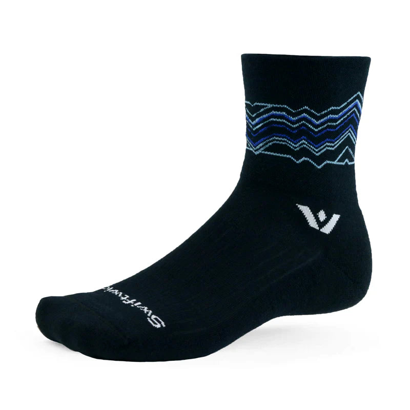 Swiftwick Pursuit Four - Quarter High Socks Mountains Black Blue