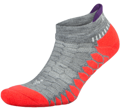 Balega Silver - No Show Socks Grey/Neon Coral