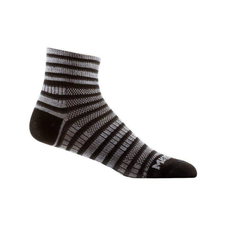 Wrightsock Stripes Coolmesh II  - Quarter Socks Black/White/Grey