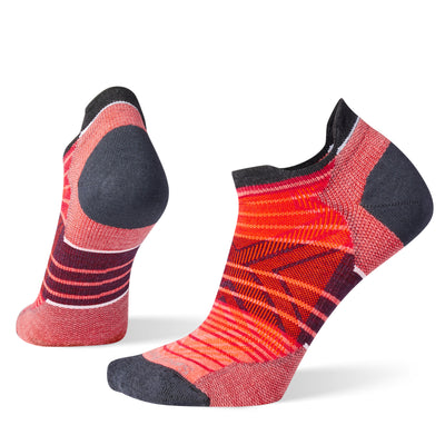 Smartwool Women's Run Zero Cushion - Low Ankle  Bright Coral Stripe