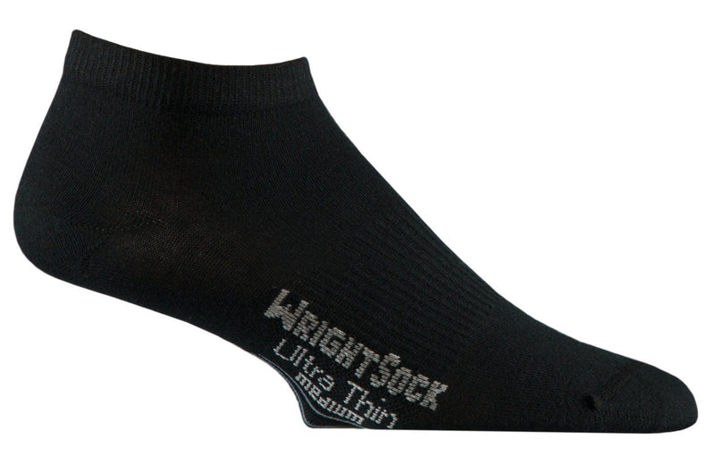 Wrightsock Single Layer Ultra Thin - Lo Quarter Socks Black