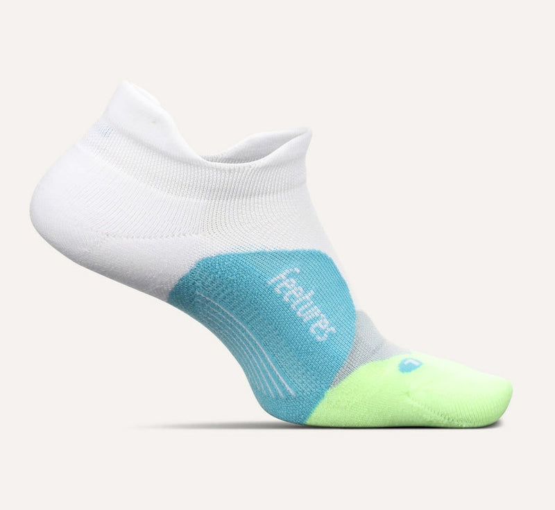 Feetures Elite Light Cushion - No Show Tab Socks White Lime
