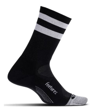 Feetures Elite Light Cushion - Mini Crew Socks Black High Top Stripe