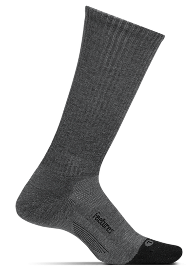 Feetures Merino 10 Cushion - Crew Socks Gray Cap-toe