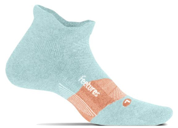 Feetures Merino 10 Cushion - No Show Tab Socks Blue Glass