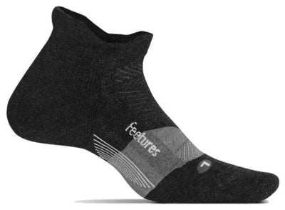 Feetures Merino 10 Cushion - No Show Tab Socks Charcoal