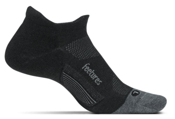 Feetures Merino 10 Cushion - No Show Tab Socks Charcoal Cap-toe