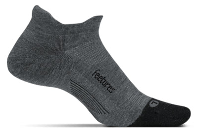 Feetures Merino 10 Cushion - No Show Tab Socks Gray Cap-toe