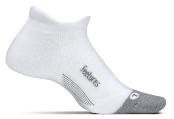 Feetures Merino 10 Cushion - No Show Tab Socks White Cap-toe
