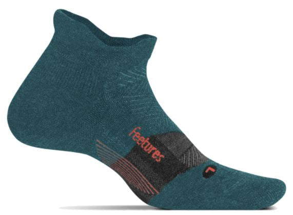Feetures Merino 10 Cushion - No Show Tab Socks Deep Ocean