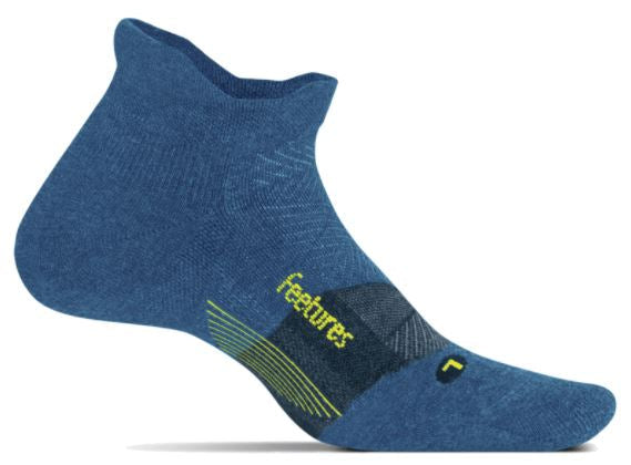 Feetures Merino 10 Cushion - No Show Tab Socks Atlantic Blue