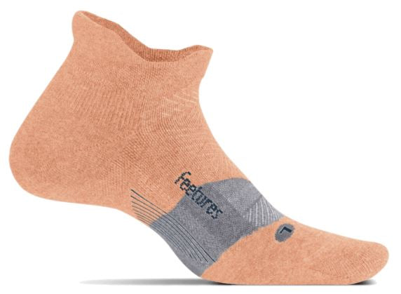 Feetures Merino 10 Cushion - No Show Tab Socks Creamsicle