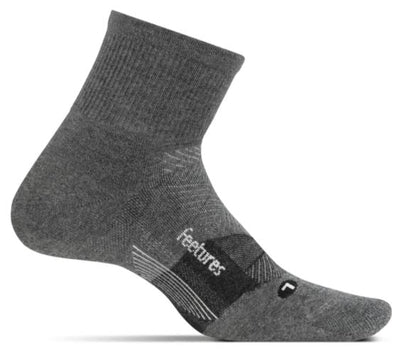 Feetures Merino 10 Cushion - Quarter Socks Gray