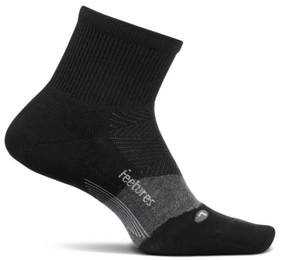 Feetures Merino 10 Cushion - Quarter Socks Charcoal