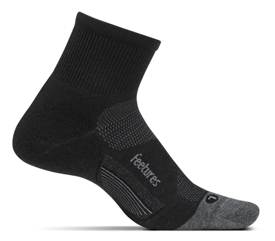 Feetures Merino 10 Cushion - Quarter Socks Charcoal Cap-toe