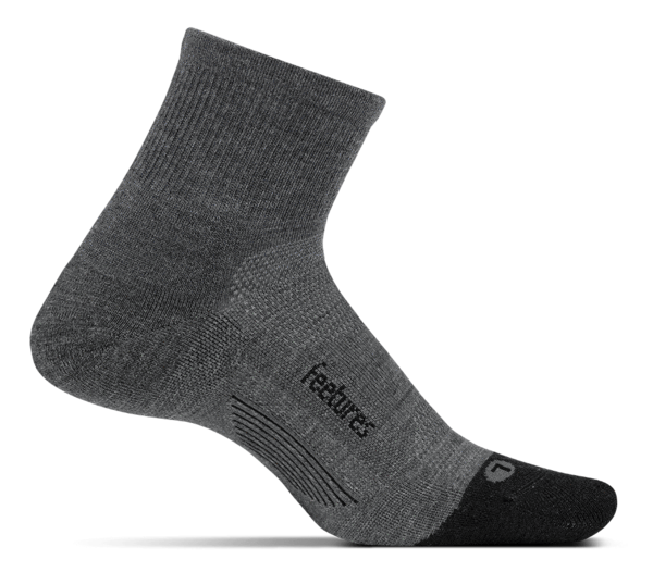 Feetures Merino 10 Ultra Light - Quarter Socks Gray Cap-toe