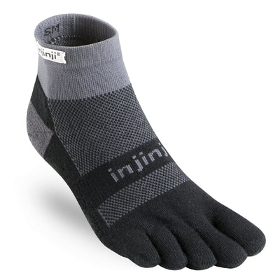 Injinji Run Midweight - Mini Crew Socks Black/Gray