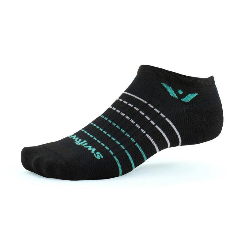 Swiftwick Aspire Zero - No Show Socks Stripe Black Aqua