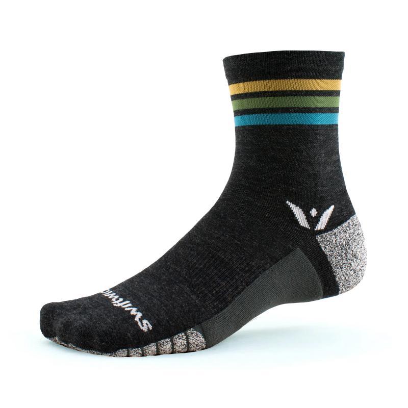 Swiftwick Flite XT Trail Five - Crew Socks Aqua Stripe