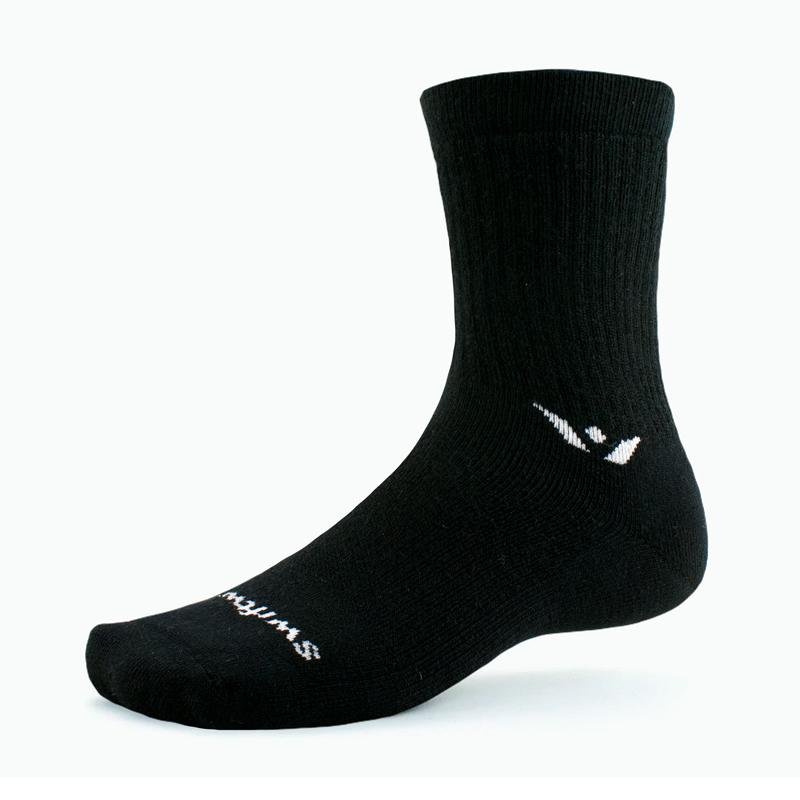 Swiftwick Pursuit Hike Medium Weight Six - Crew Socks Black