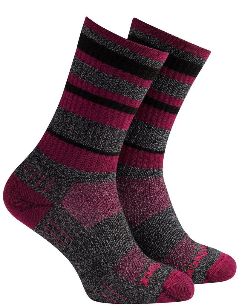 Wrightsock Adventure Hike - Crew Socks Black/Fuchsia