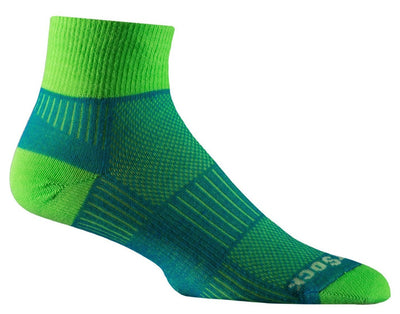 Wrightsock Coolmesh II - Quarter Socks Blue/Green