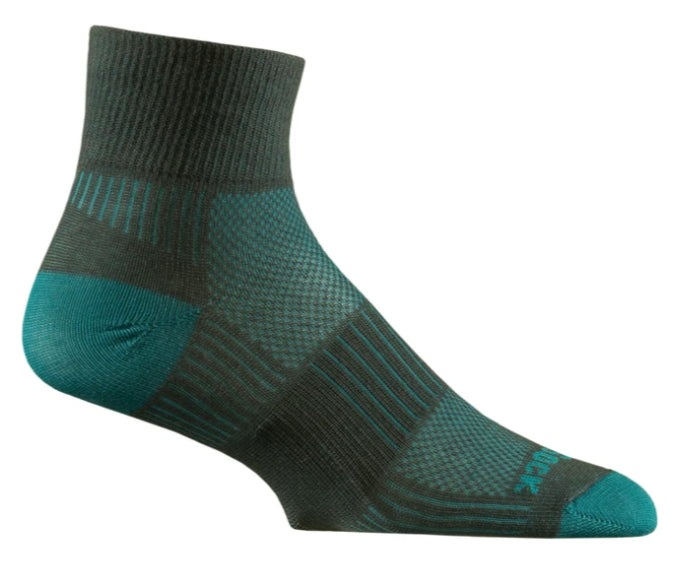 Wrightsock Coolmesh II - Quarter Socks Ash/Turquoise