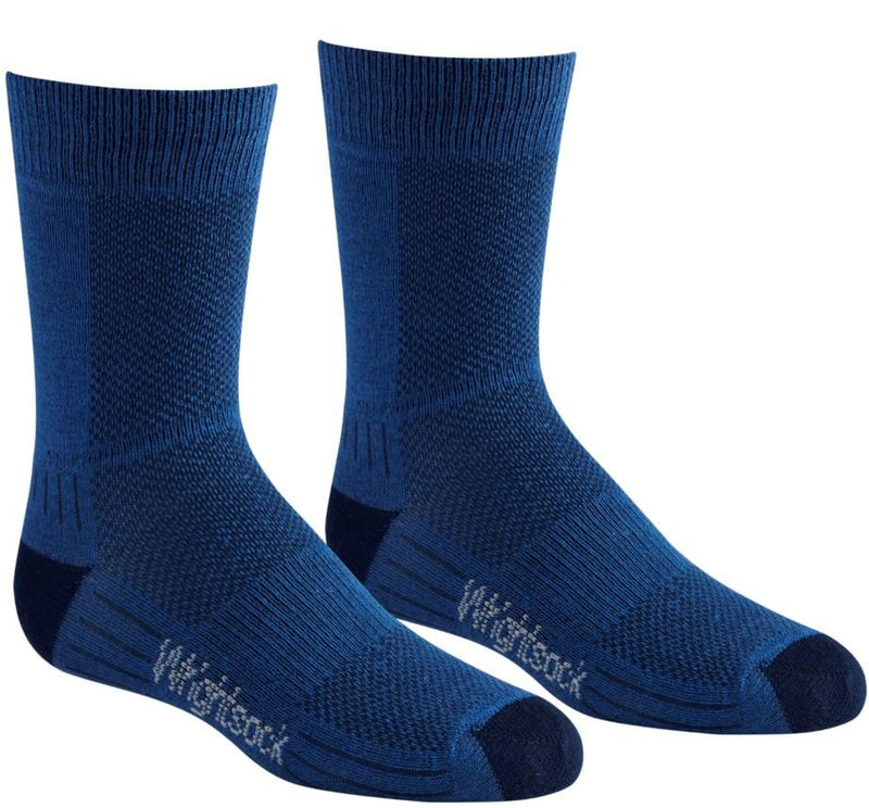 Wrightsock Kids Coolmesh II Lightweight Double Layer - Crew Socks Sea Blue/ Navy