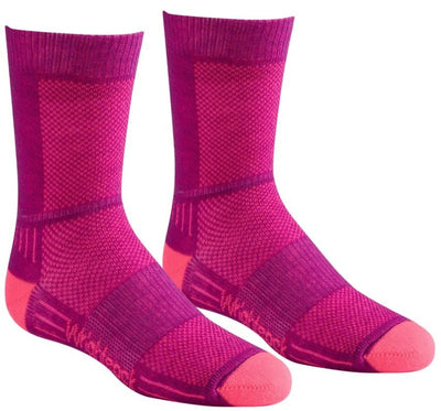 Wrightsock Kids Coolmesh II Lightweight Double Layer - Crew Socks Plum Pink