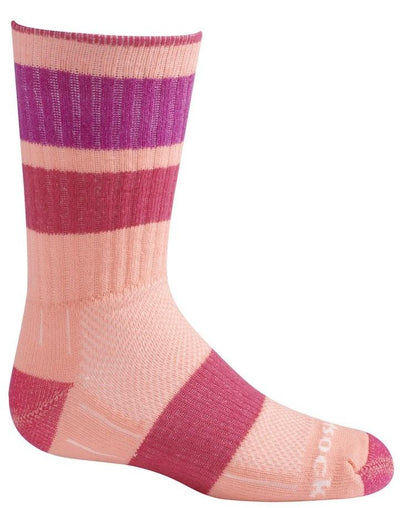 Wrightstock Kids Escape Anti Blister System - Crew Socks Pink Stripe